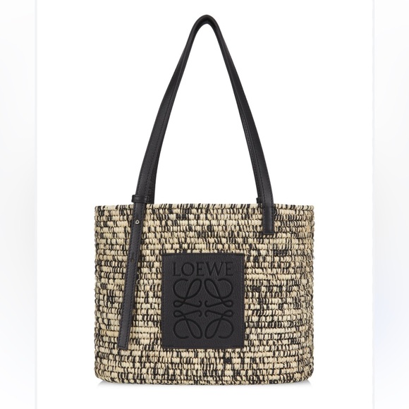Loewe Handbags - Authentic Loewe Black and Cream Woven raffia/leather small basket bag NWT!